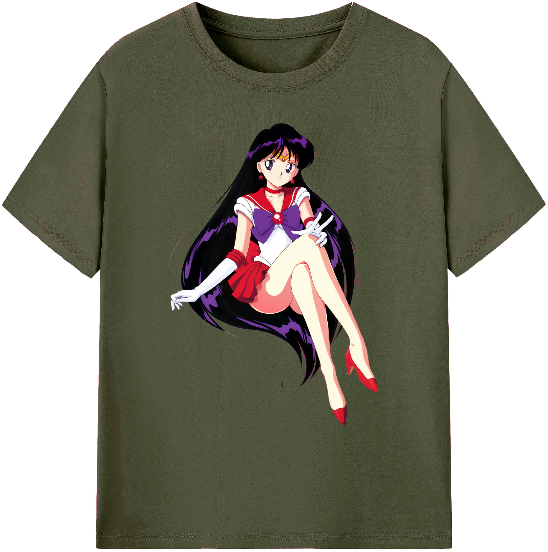 （画像用） 美少女戦士セーラームーン 火野レイ ひの レイ Sailor Moon Hino Rei （セーラーマーズ,Sailor Mars） 綿100％ メンズ半袖Tシャツ｜肌触りやわらか＆通気性